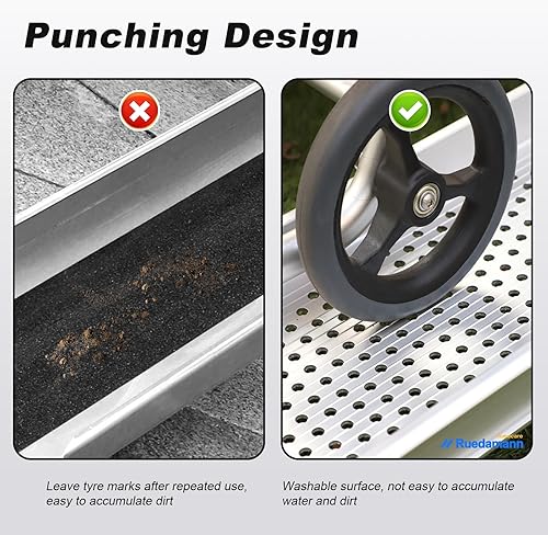 Miniatura 14 de Ruedamann Rampa portátil para silla de ruedas de 10 pies, capacidad de 600 libras por par, rampas de aluminio ajustables para sillas de ruedas