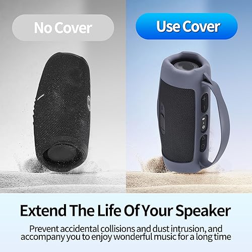 Vista 23 de Funda de silicona Charge 5, funda protectora de transporte portátil, bolsa de viaje con correa para el hombro para JBL Charge 5 Wi-Fi/Charge 5 Negro