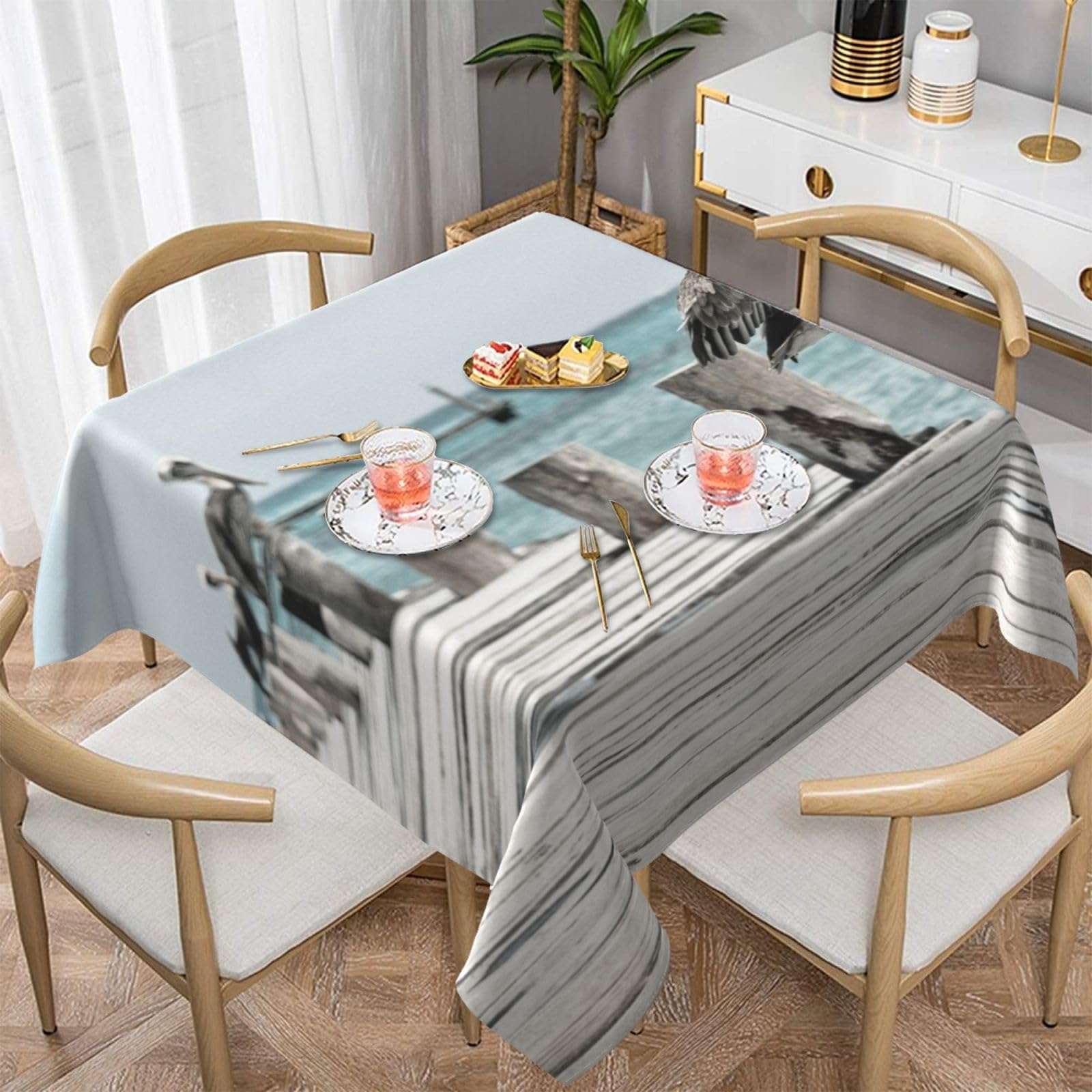 Nappe anti-tache pélican résistante à la poussière et aux liquides pour table de cuisine