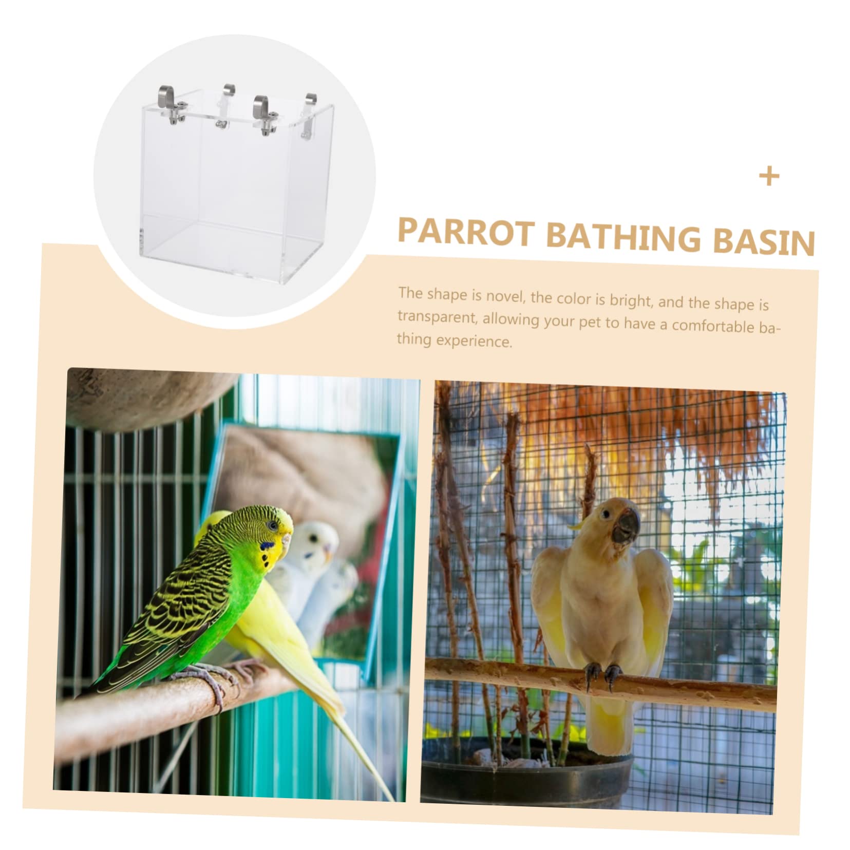 Vogelbadewanne aus Klarem Acryl Stabile und Spezielle Vogelkäfigzubehörbox für Papageien und Vögel für Zuhause und Vogeldusche im Käfig