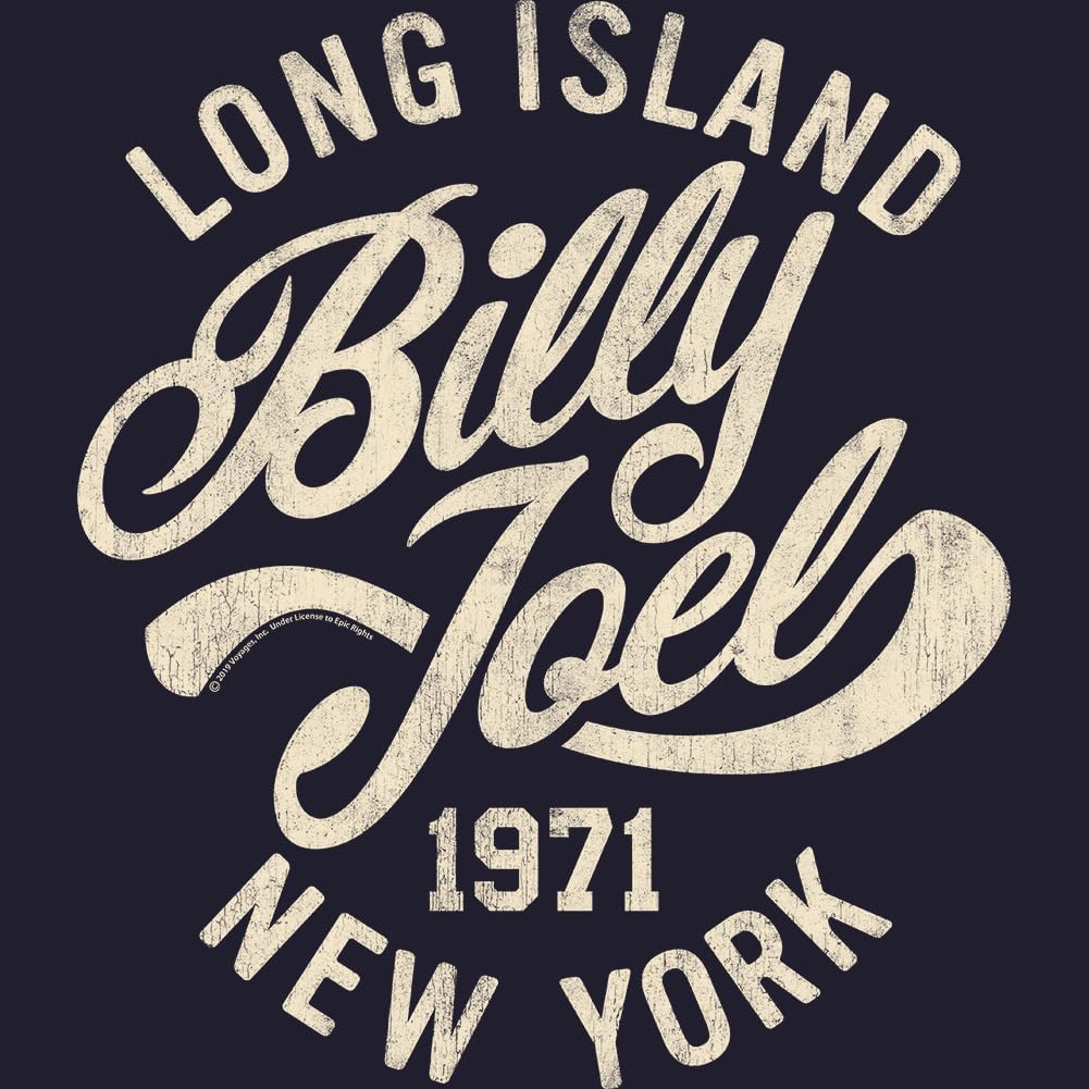 Billy Joel T Shirt for Men & Women Long Island NY 1971 Navy Graphic Crew Neck, Short Sleeve Tee - Vintage Style Music Tshirts