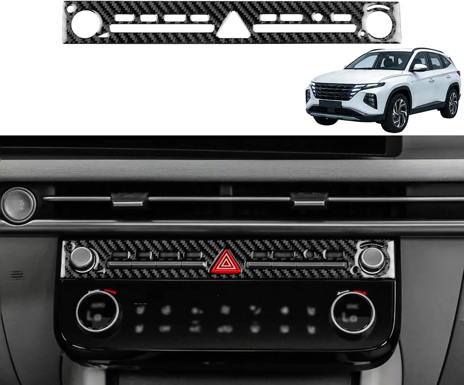 Real Carbon Fiber Center Console CD Frame Covers - for Hyundai Tucson 2024 2025 Carbon Fiber Accessories, Durable Anti-Scratch Protective Accessories (Black)