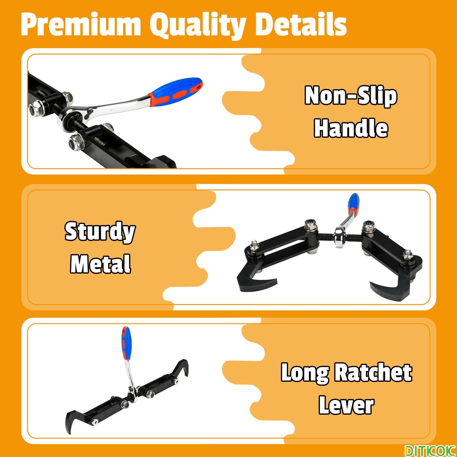 Heavy Duty Beam Puller Tool with Iron Hooks, Wall Puller Framing Tool with Ergonomic Reversible Ratchet, Framing Puller For Mass Timber, CLT, Post & Beam, and ZIP Panels, Clamping Travel 4.53"