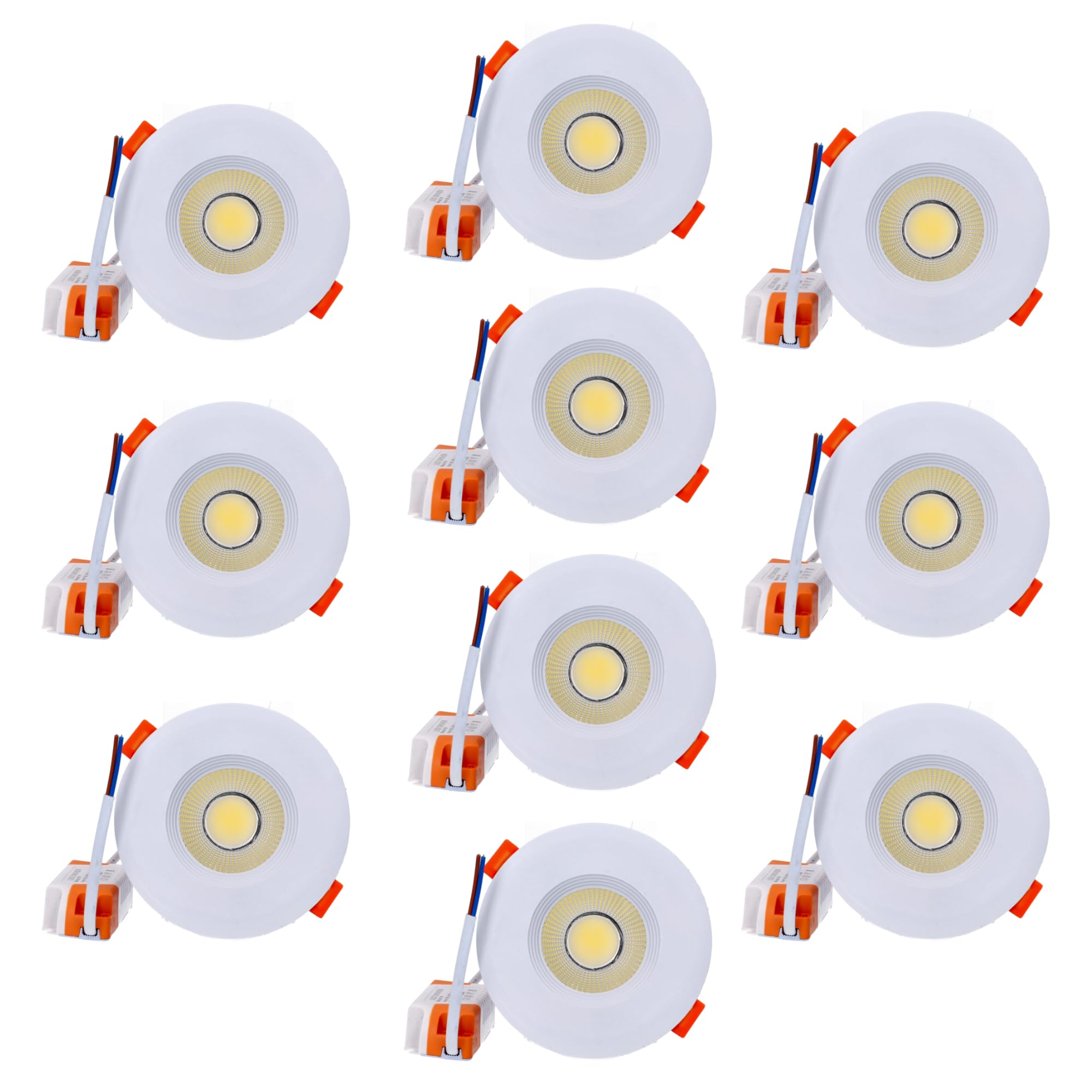 Jandei – Downlight LED COB 7W Empotrable, Foco Marco Redondo Blanco, 100x37mm (Orificio Corte 65mm), 630 Lumen, IP20. Ideal Salón, Cocina, Baño (10 Unidades, Luz Natural 4200k)