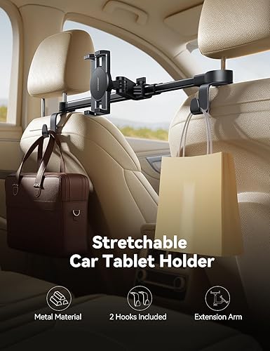 Miniatura 5 de JOYROOM Soporte para tablet iPad para asiento trasero de automóvil, brazo de extensión, soporte para iPad Pro, Air, Mini, Galaxy Tab, Kindle Fire