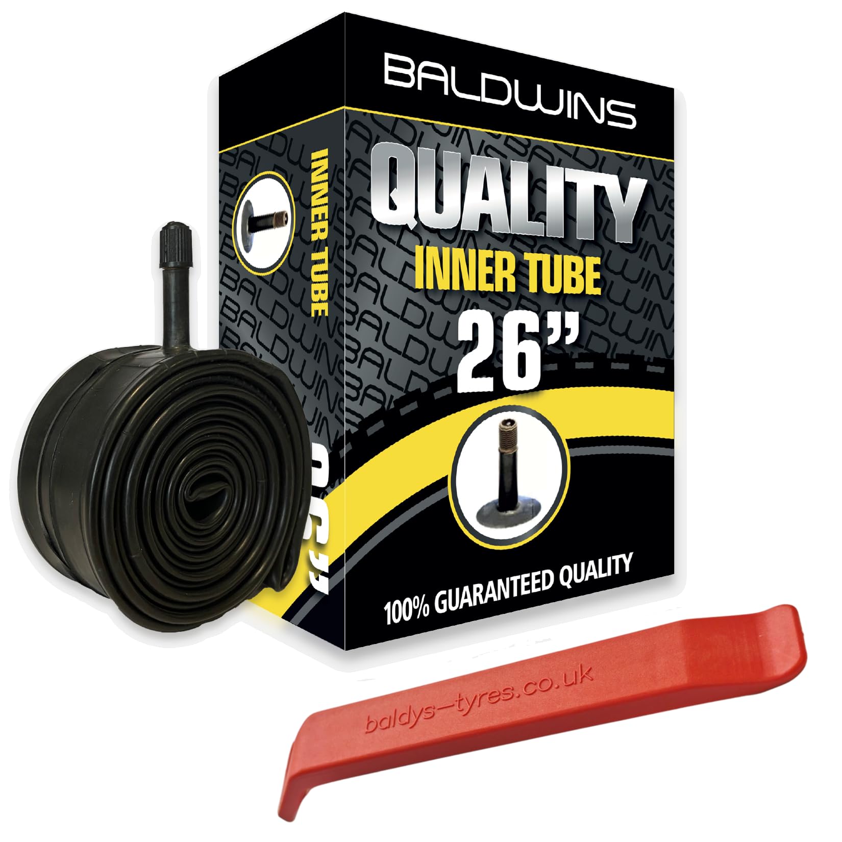 26" Baldwins Cycle/Bike Inner Tube 26" x 1.75 to 2.125 (Fits any 1.75, 1.85, 1.90, 1.95, 2.0, 2.10, 2.125) Schrader/Car Type Valve