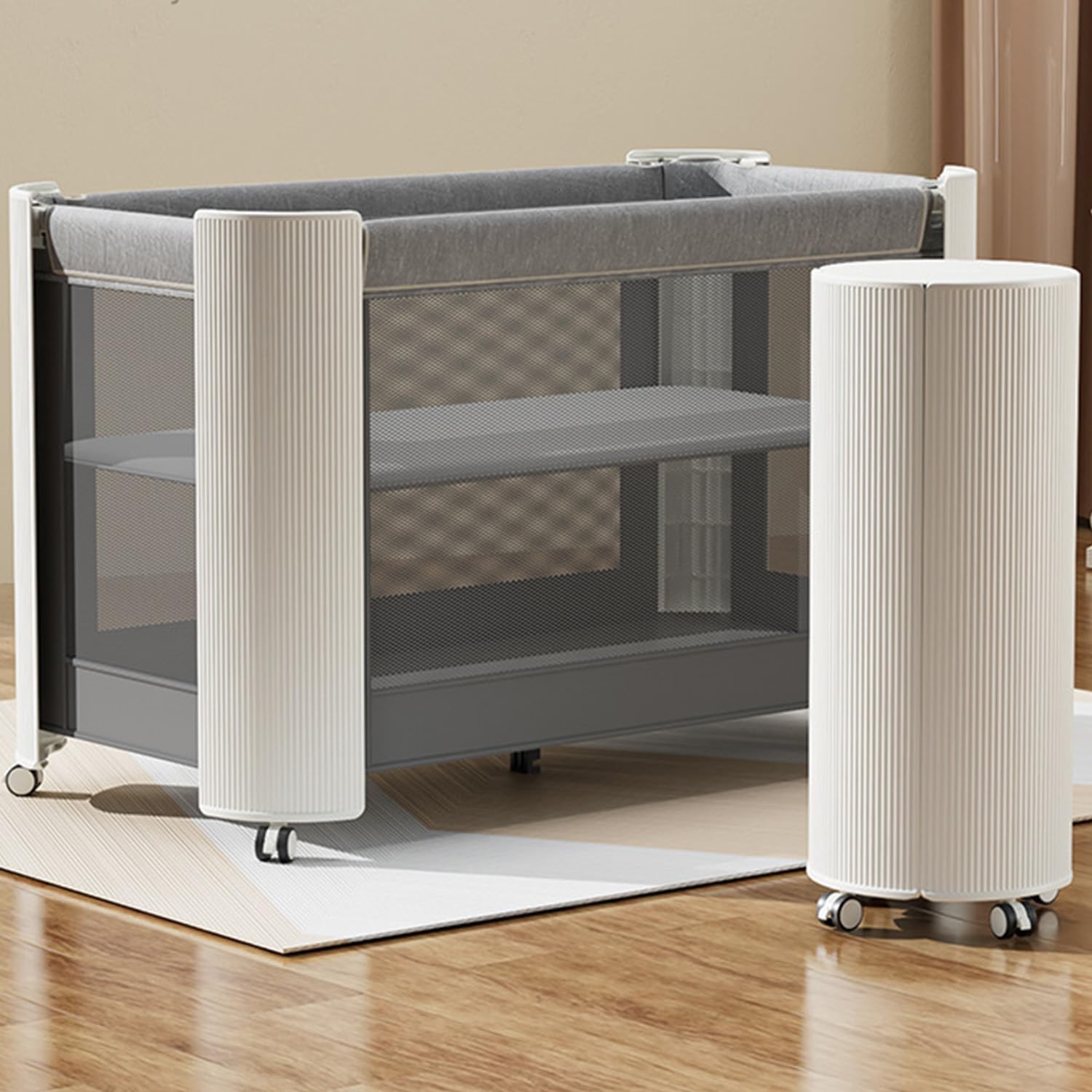 Saryocy Baby Changing Table Baskets Versatile Folding Changing Table Waterproof Diaper Changing(Dark Grey)