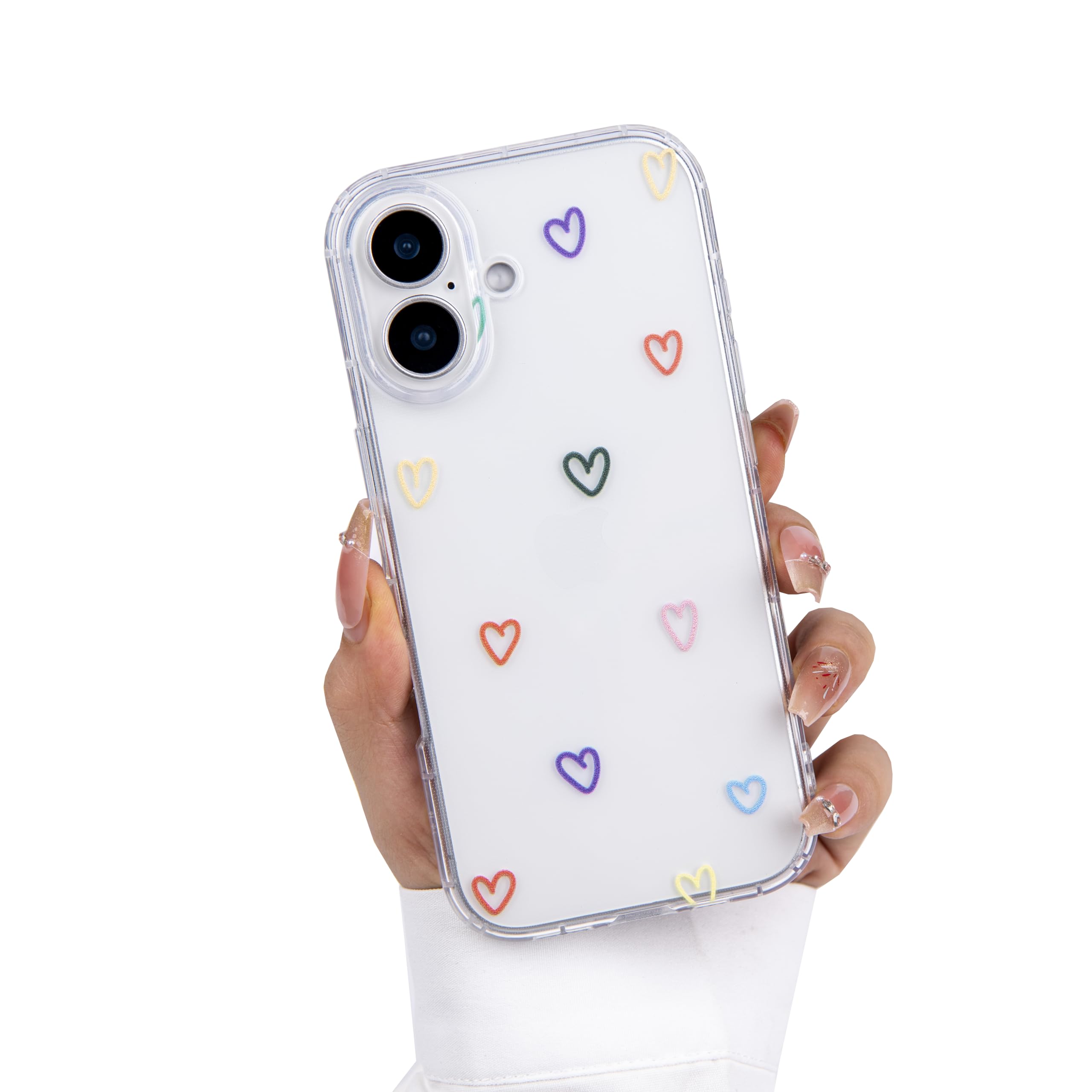 Einaily Hülle für iPhone 17 Case Crystal Clear Handyhülle Mode Chic Herz Muster Ultra Dünn Transparent Klare TPU Silikon Bumper Stoßfest Kratzfest Schutzhülle für iPhone 17 Slim Case Cover