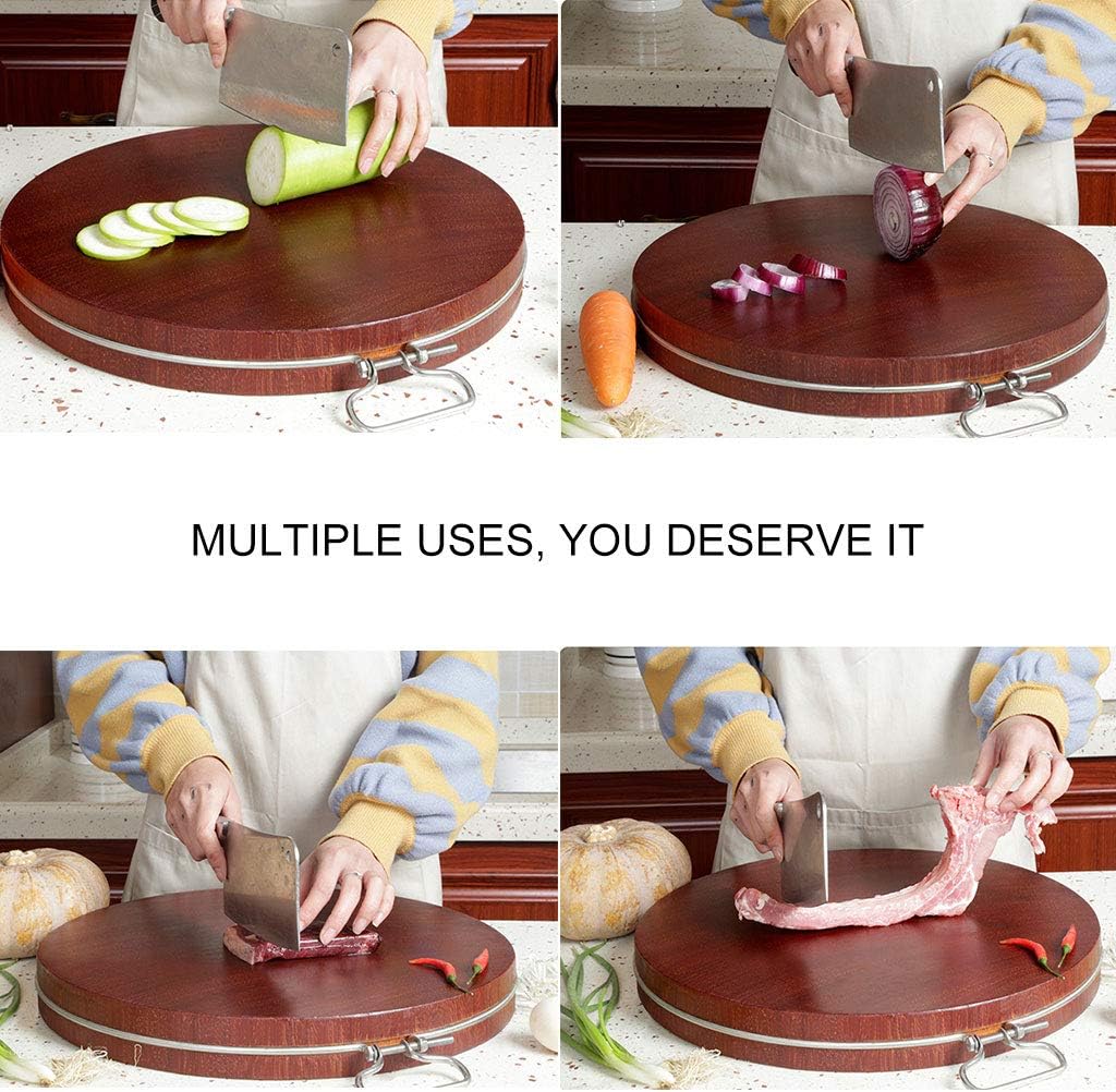 Chopping Board Chopping Board Cutting Board Round Solid Wood Whole Wood with Hanging Handle 5Cm Thick Cutting Board (39 * 5Cm)