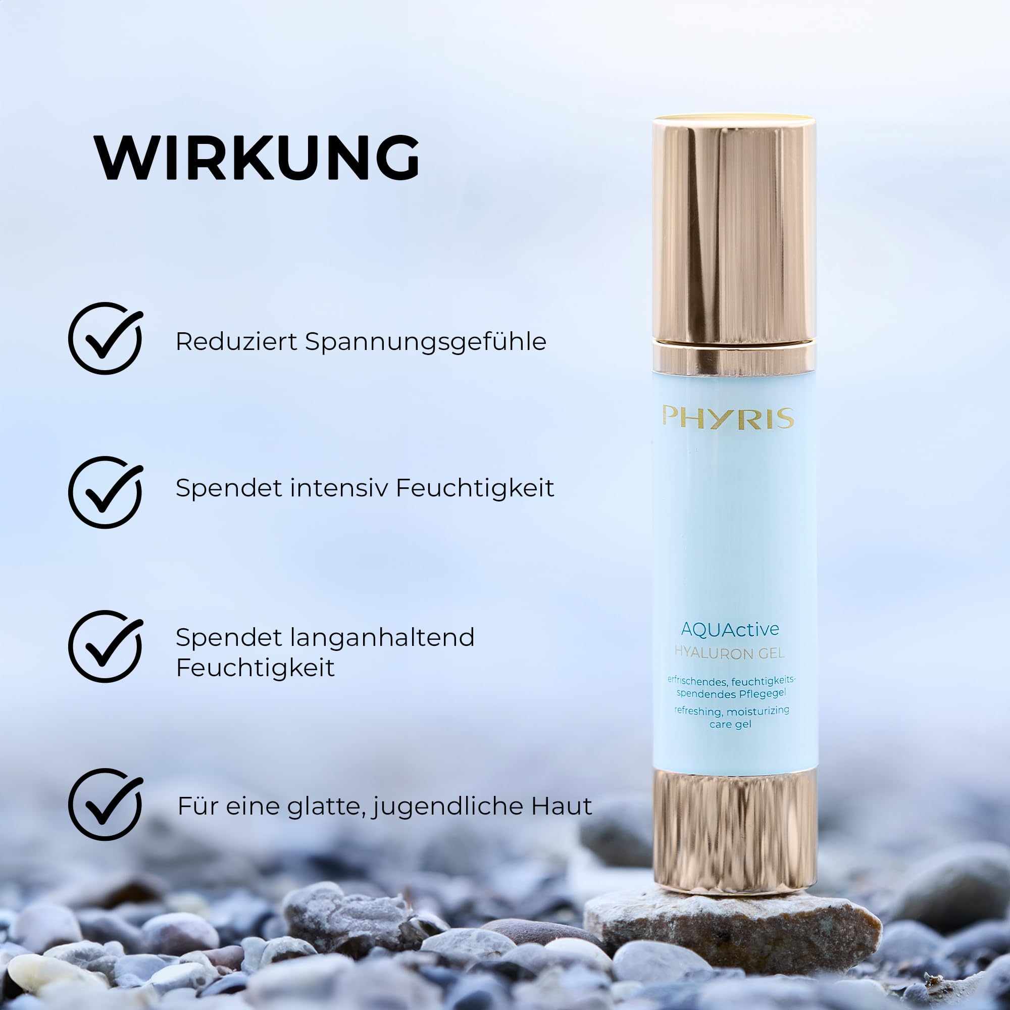 PHYRIS AQUActive Hyaluron Gel idratante viso 50 ml | Con acido ialuronico, gel rinfrescante per pelli normali, miste e grasse, cura rinfrescante per 24 ore