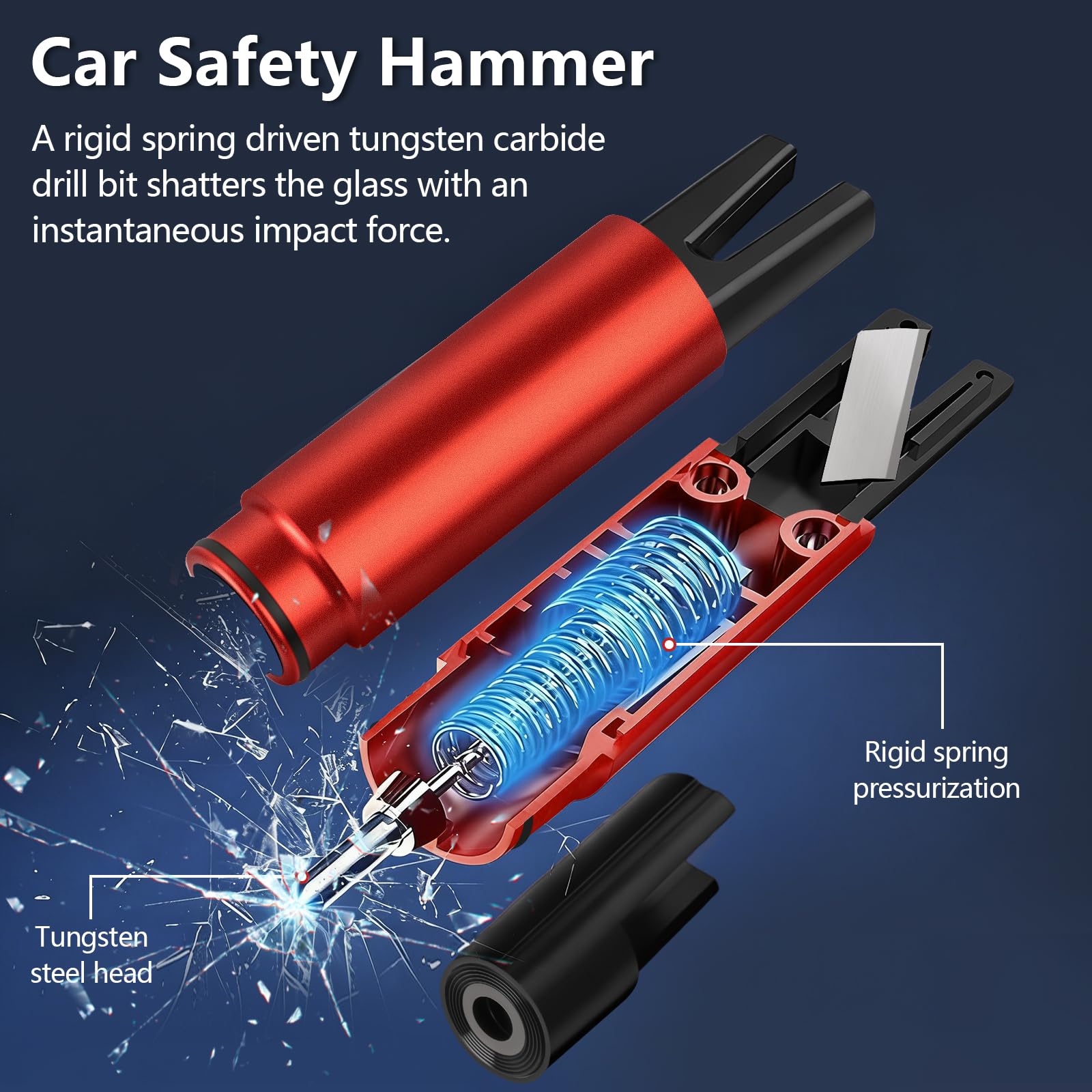 MOXYOY 2-Pack Car Escape Tool, 2-in-1 Window Breaker and Seat Belt Cutter with Holders, Emergency Car Safety Hammer for Vehicle Emergency Kits, Red — view 4