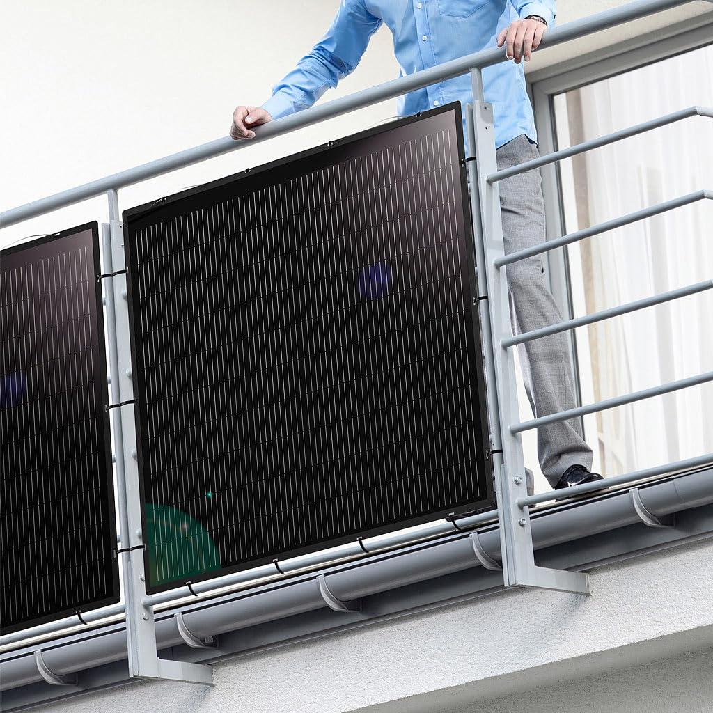 revolt Balkonkraftwerk: 2er-Set ultradünne & superleichte monokristalline Solarmodule, 2X 215W (Balkonkraftwerk dünne Module, Solarpanel dünn, Panel)