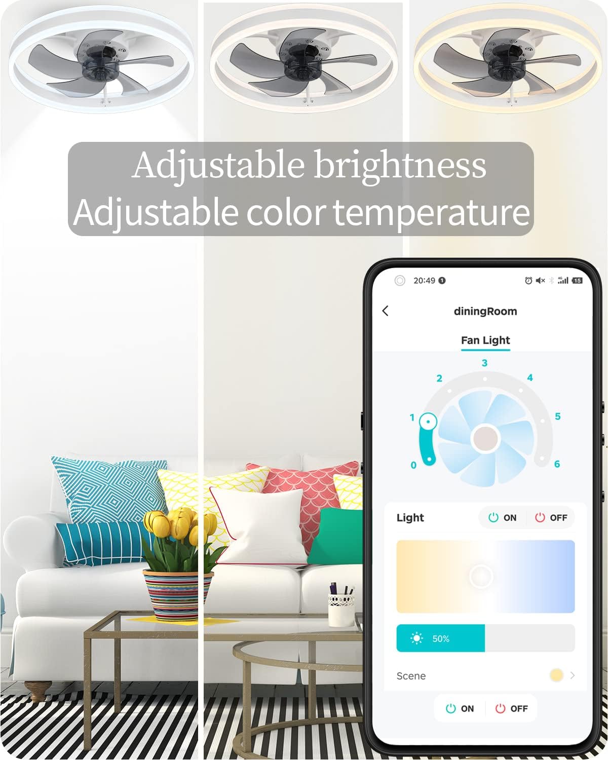 Buy DewShrimp Flush Mount Ceiling Fan with Lights,Bladeless Ceiling Fan