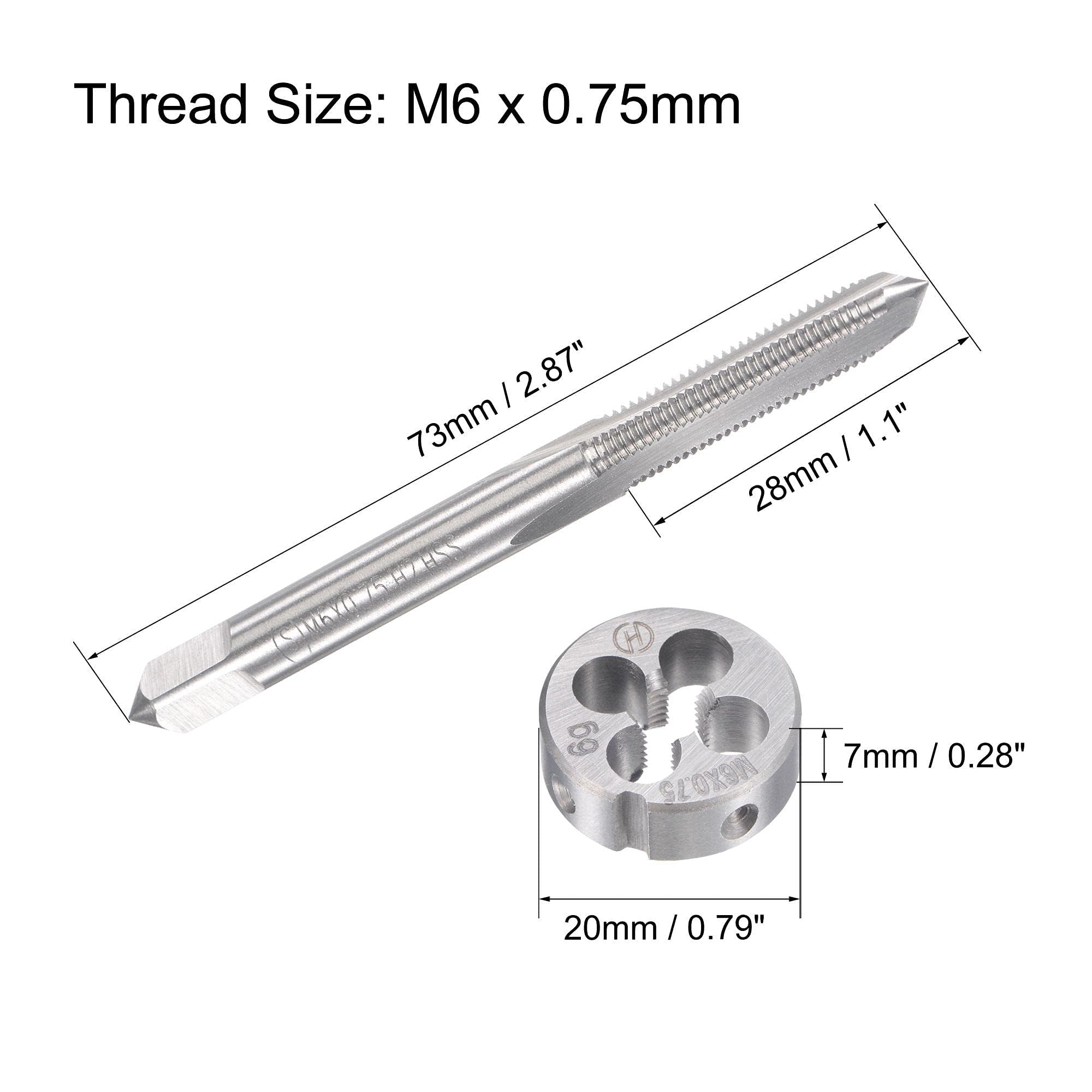 TA-VIGOR M6 x 0.75mm Metric Tap and Die Set, Machine Thread Screw Tap with Round Threading Die - Image 2