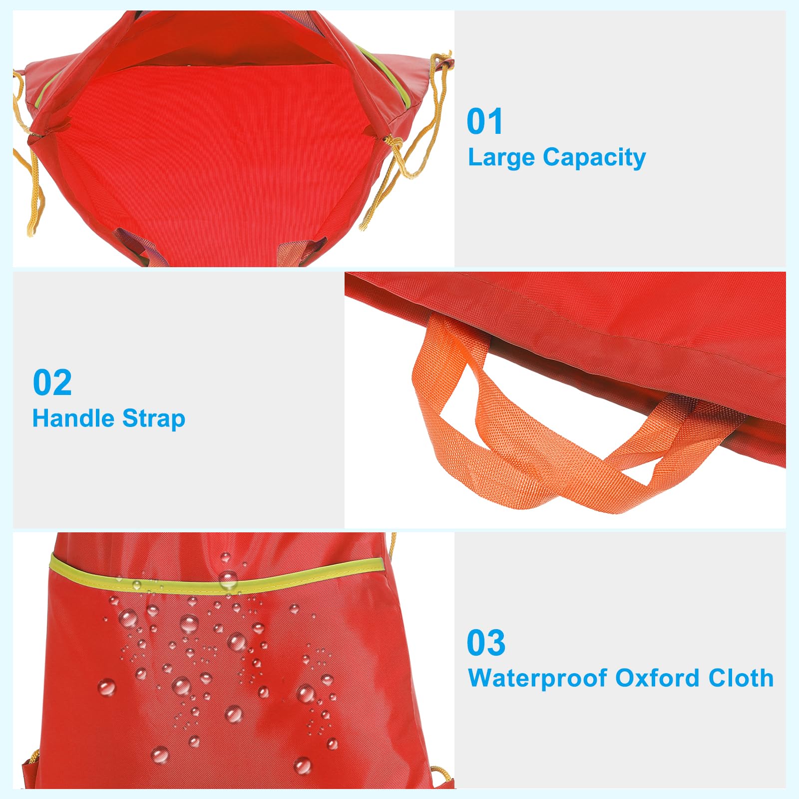PATIKIL Drawstring Backpack Bag, Drawstring Gym Bag String Backpack with W Zipper Side Pocket for Women Men Red - Image 3