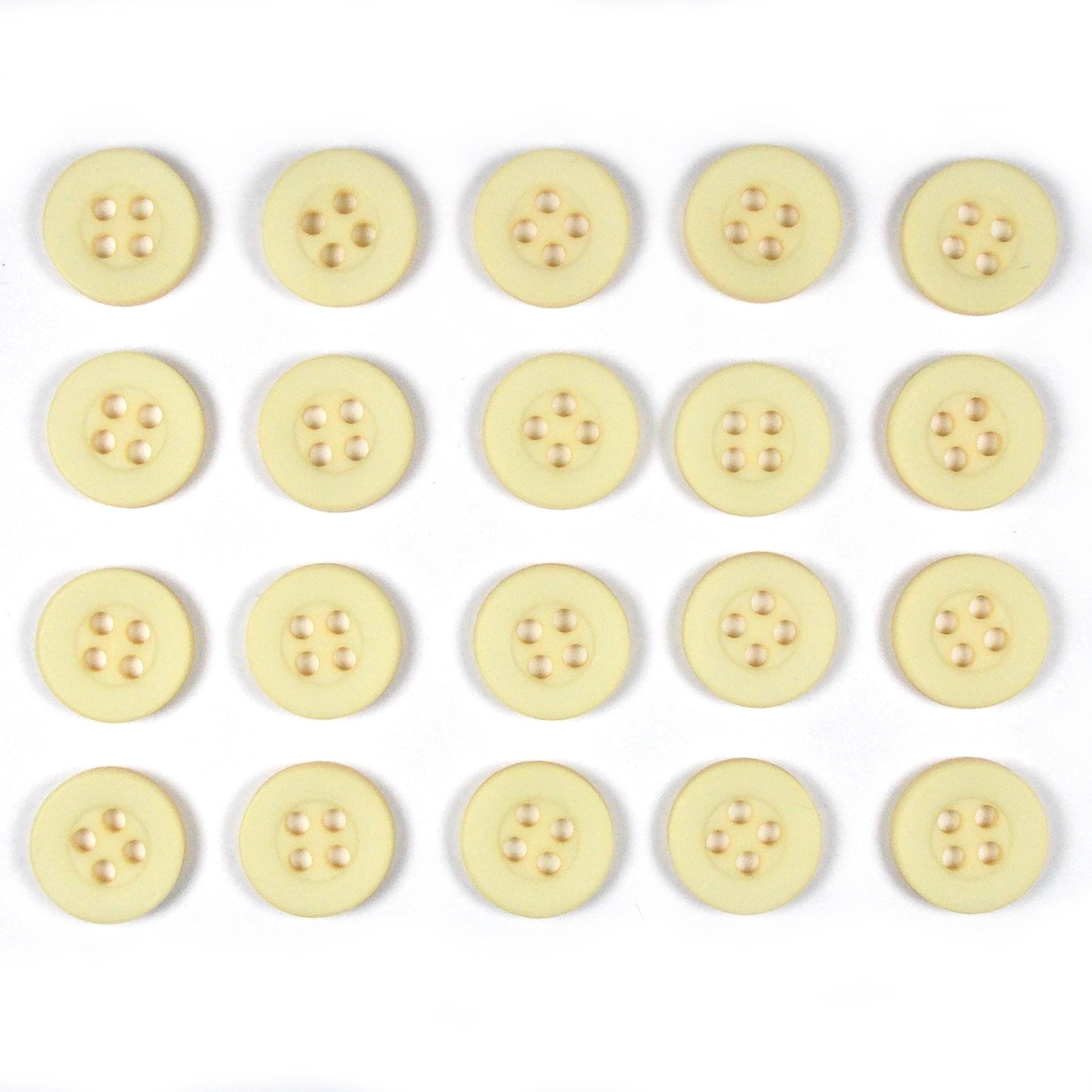 Push The Button Ivory Colour 4 Hole Round Shirt Buttons 11Mm Wide Pack Of 20 (Ivory)