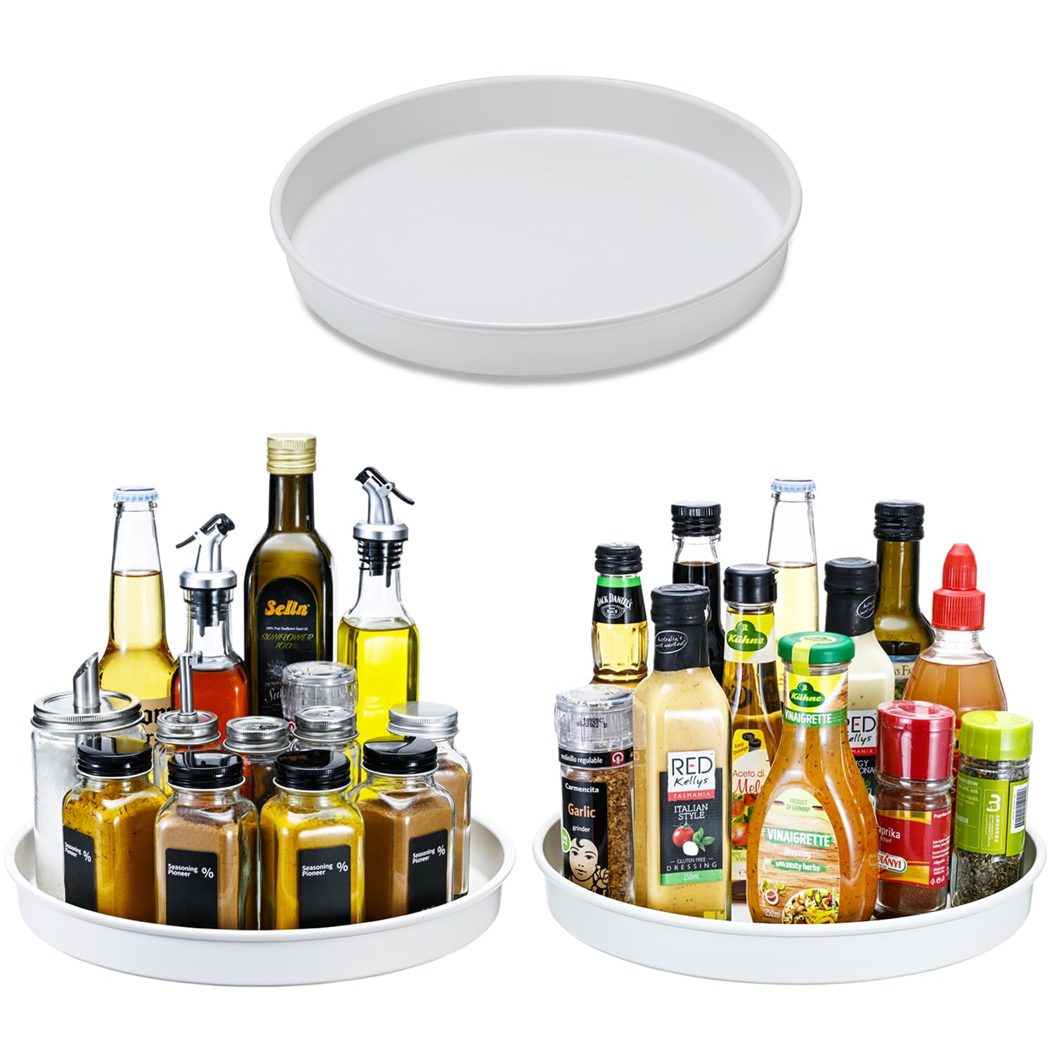 Amolliar Lazy Susan Turntable Organizer, Tray for Household Purpose, Rotating Metal Spice Spinner Rack for Cabinet, Kitchen, Fridge, Pantry