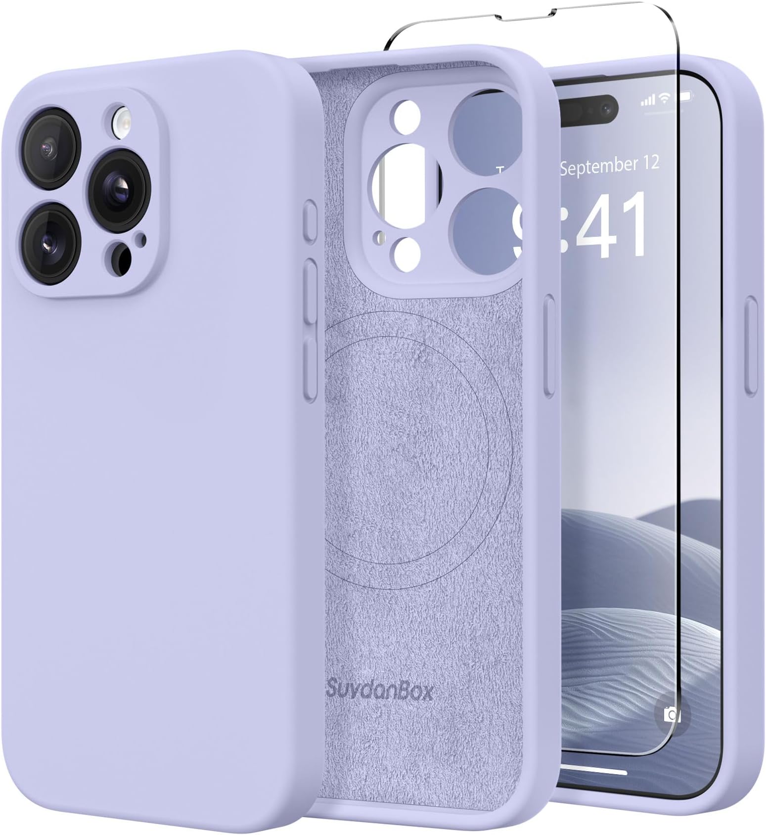 Magnetic for iPhone 14 Pro Case Silicone Lilac | Fit for MagSafe, Screen Protector, Full Camera Protection,Premium Silicone Shockproof Protective Phone Case for iPhone 14 Pro