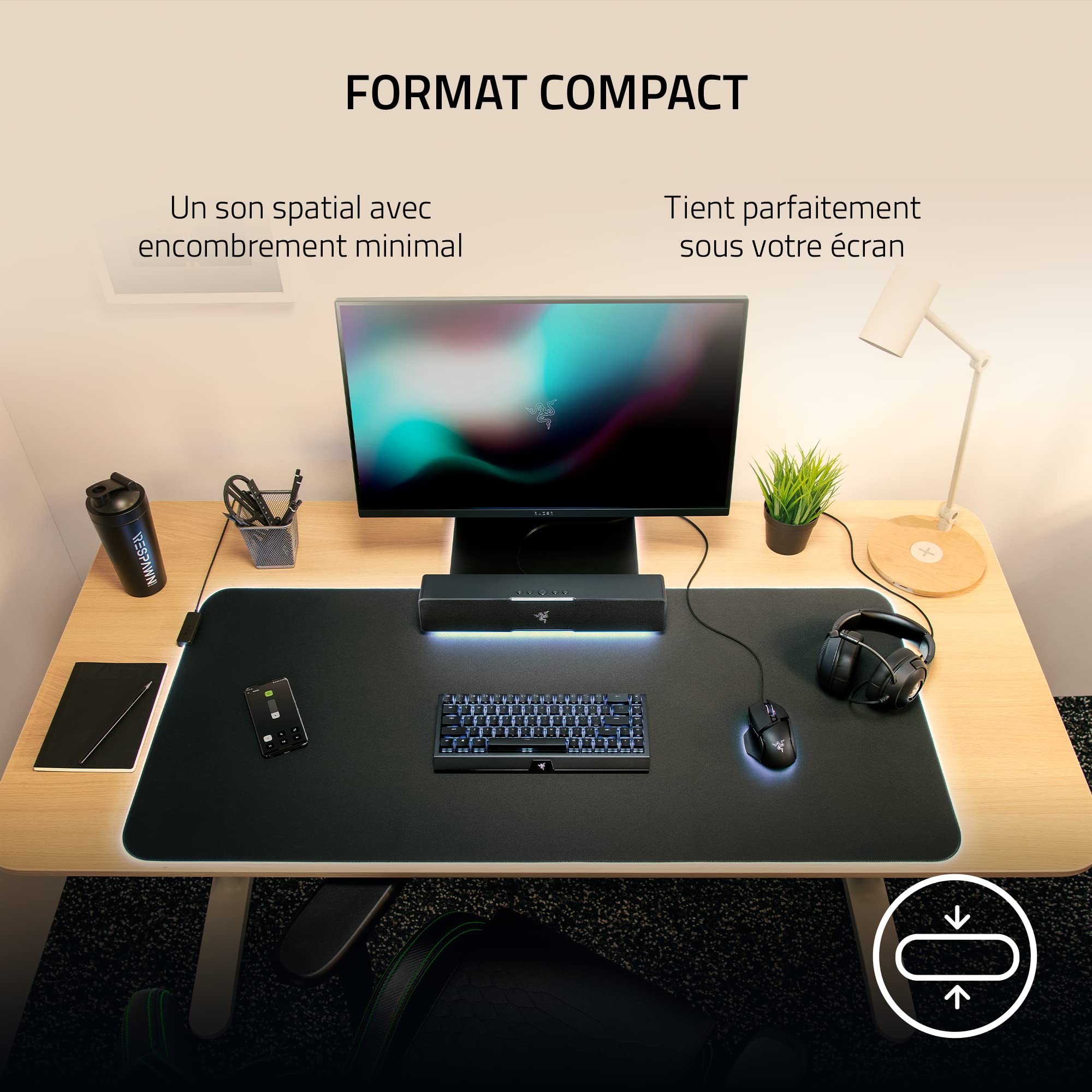 Razer Leviathan V2 X - Barre de Son de Gaming pour PC (avec Haut-parleurs Large Bande, Format Bureau Compact, Alimentation et Transmission Audio par USB Type-C, Bluetooth 5.0) Noir