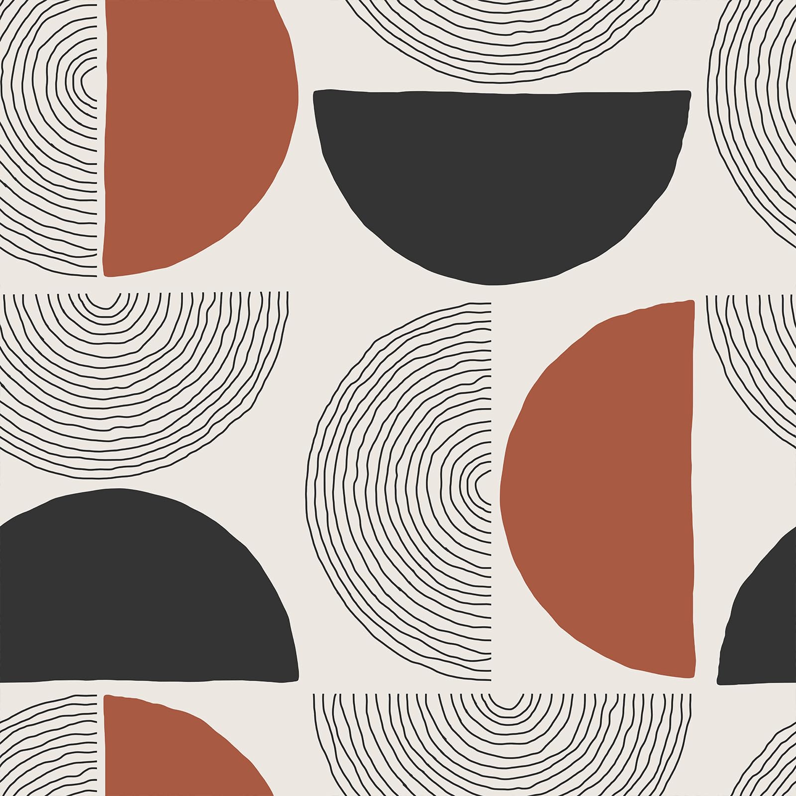 VEELIKE Modern Half Circles Geometric Peel and Stick Wallpaper Boho Minimalist Geometric Wallpaper for Bedroom Accent Wall 17.7''x118'' Self Adhesive Removable Mid Century Wall Paper for Bathroom
