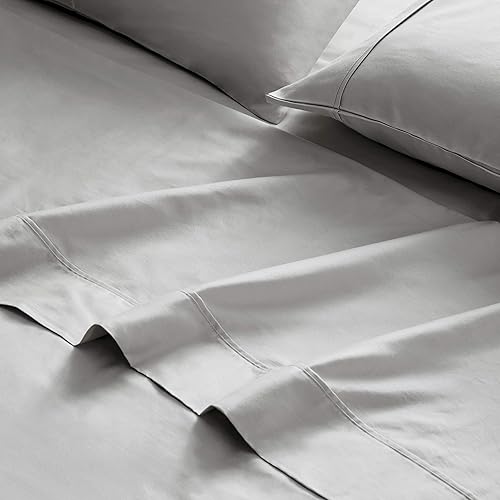 Miniatura 6 de Brielle Home Juego de sábanas de satén de viscosa de bambú, King, color plateado