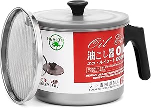 PARACITY Bacon Grease Container with Strainer, 41OZ/ 1.21 L Oil Keeper Storage Can with Stainless Steel Fine Strainer for Kitchen Cooking Storing Fats Frying Oils