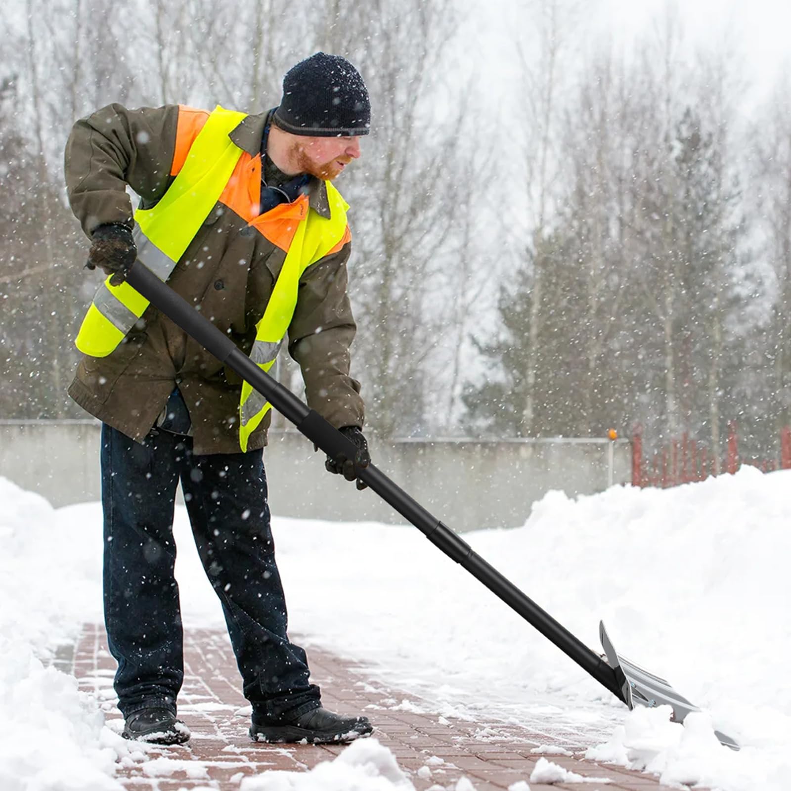 Pala da Neve Portatile in Alluminio Larga 40 cm per Strade e Sentieri, Leggera di Emergenza per Auto, Marciapiedi
