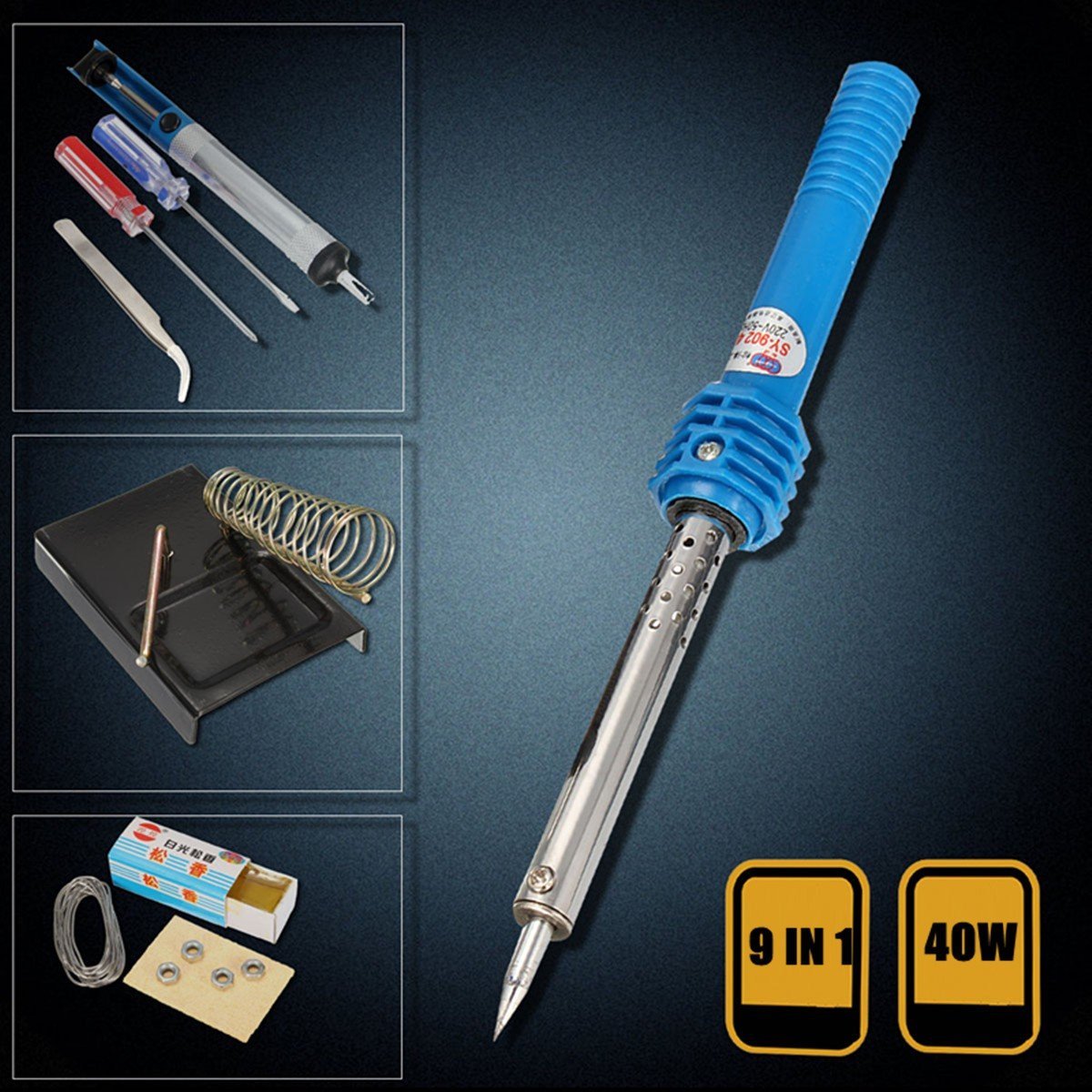 Generic 9 In 1 40W Electric Solder Starter Tool Kit Set Iron Stand