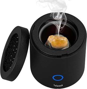 Portable Incense Burner, Mini USB Type-C Charging Car Aromatherapy Diffuser, 7.8 * 7.8 * 9.6cm Charcoal Igniter, Burning Time 120 Seconds Best Arabian Gift Black