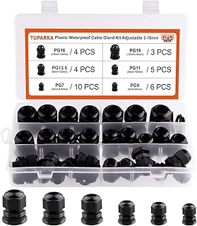 TUPARKA 28Pcs Cable Gland Waterproof Adjustable Joints with Gaskets 3-16mm PG7 PG9 PG11 PG13.5 PG16 PG19