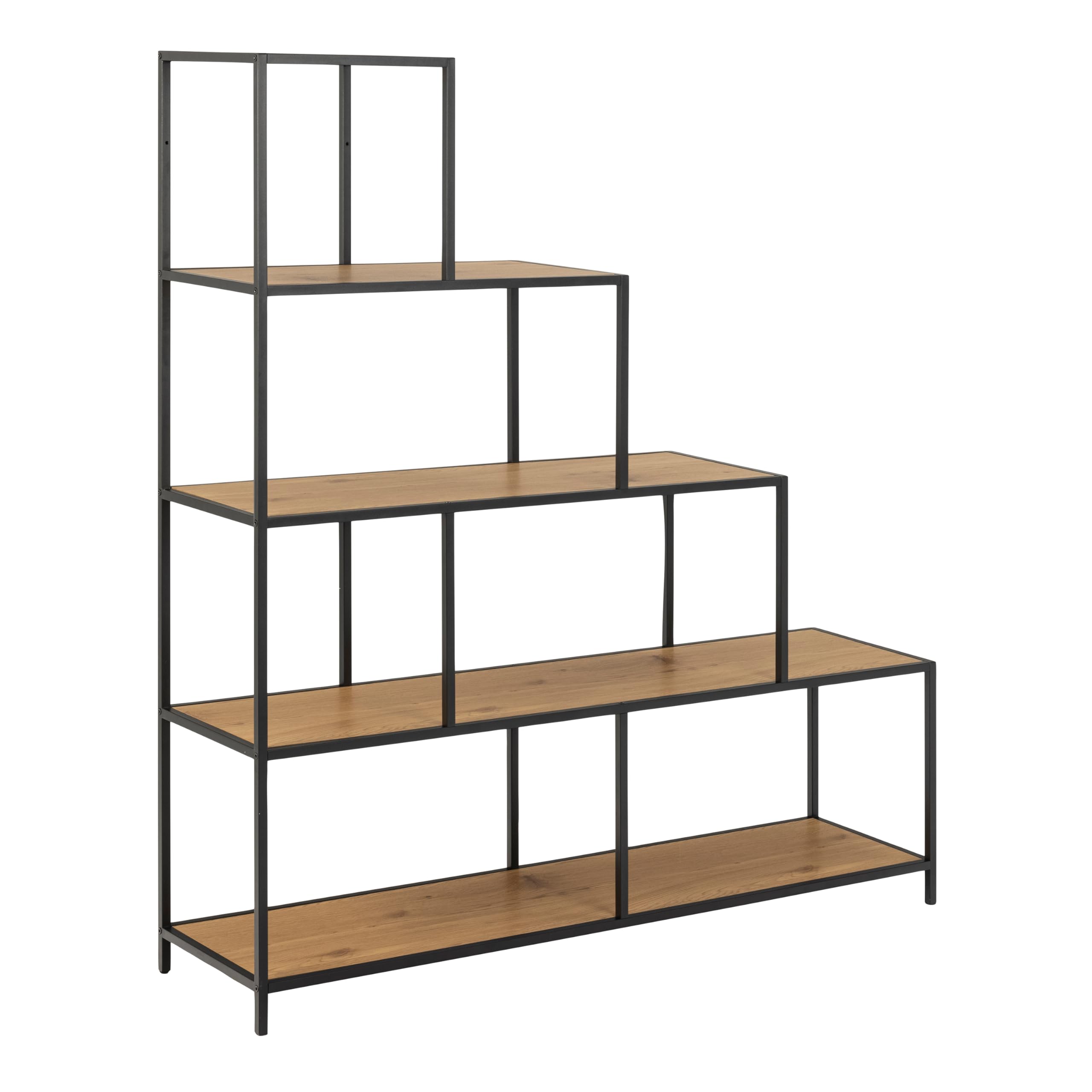 Furniture To Go | Seaford Bookcase with 4 Shelves and 1 Drawer in Black and Oak