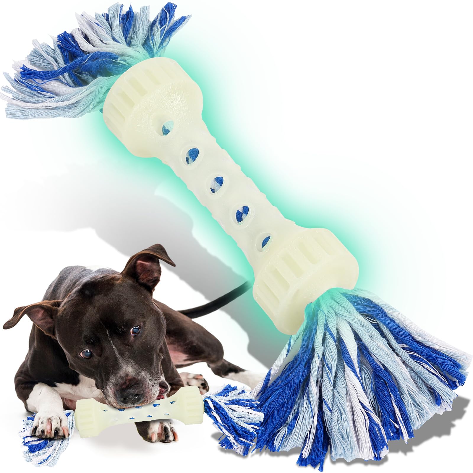 Ultimate Indestructible Dog Chew Toy for Aggressive Chewers, Glow in The Dark Rope Toy for Medium/Large Breeds, Boredom Buster for Powerful Dogs, Tough Dog Toys to Keep Them Busy
