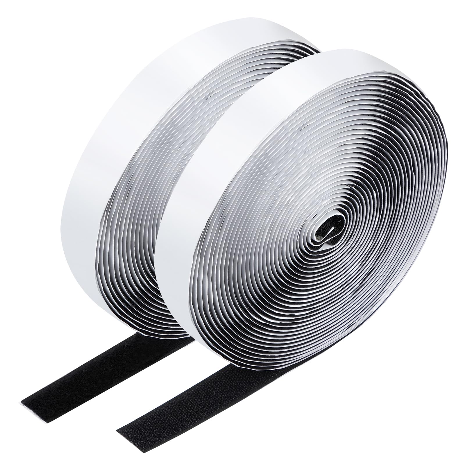 WHSUNVO 2Pcs Self Adhesive Nylon Strips Heavy Duty Sticky Hook and Loop Tape Portable Adhesive Fastening Tape Strips with Adhesive Easy to Cut for Home Office School Car Crafting(Black)