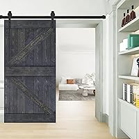 Vista 5 de K Style - Losa para puerta corrediza de granero de madera maciza con acabado de nogal oscuro y café Kona (24 x 84 pulgadas), requiere montaje