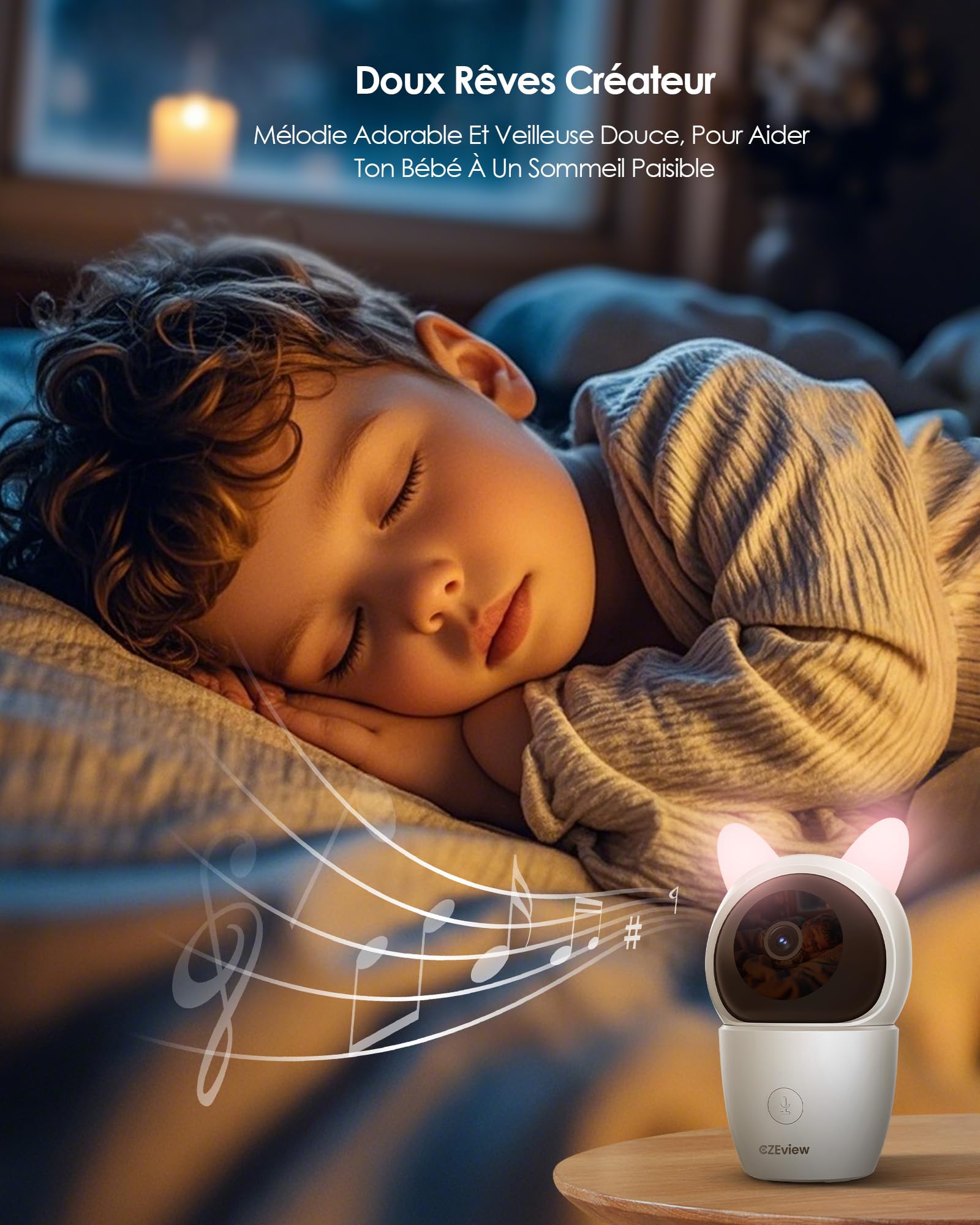 CZEview Babyphone Caméra Bébé, Moniteur Vidéo 5,0", PTZ 360°, Vidéo Caméra Surveillance Bébé, Audio Bidirectionnel, Vision Nocturne, Berceuses, Détection AI & Alertes Intelligentes