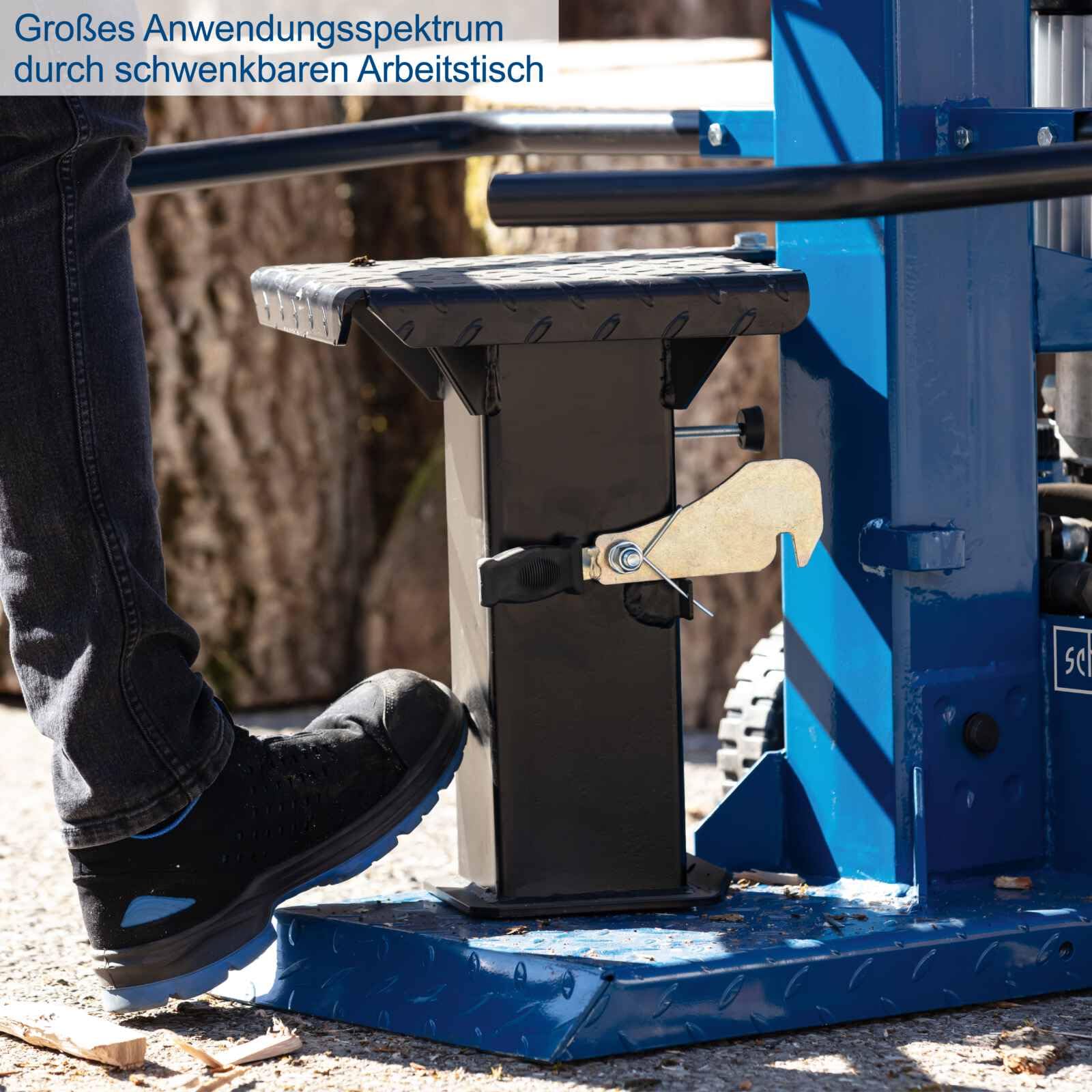 Scheppach Meterholz Holzspalter stehend Compact 8T | 7,95 Tonnen Spaltkraft | 230V 3150W Leistung | Holzlänge 1070mm / max.Ø 350mm | schwenkbarer Tisch | für Hartholz & Weichholz - mit Fahrvorrichtung