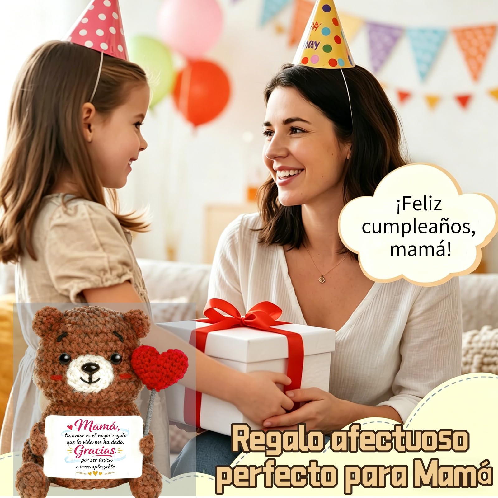 Gkmamrg Regalo Dia de la Madre - Oso Positiva Regalo Mama, Oso Hechas a Mano - Regalo Mamá cumpleaños - Gifts for Mom — view 7
