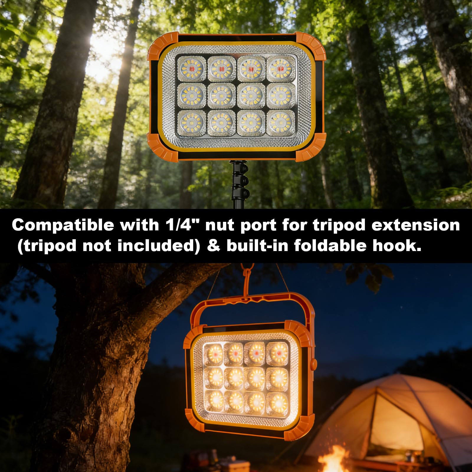 Linterna Solar Recargable Batería 24000mAh, Foco Bateria LED Recargable(Blanco/blanco Cálido/Blanco Neutro/rojo), Resistente al Agua IPX5, Ideal para Acampar, Hacer Senderismo, Caravanas y Emergencias