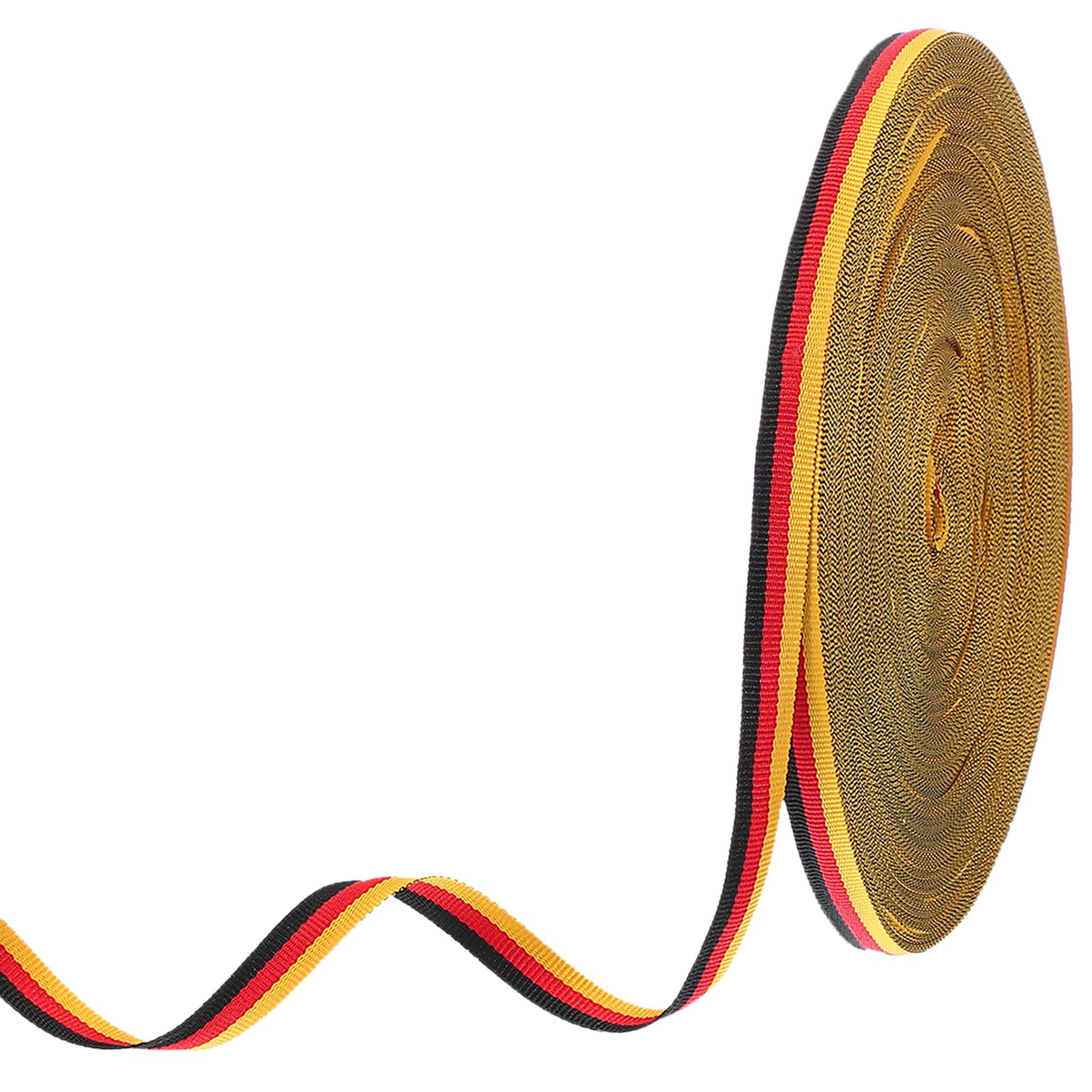 PATIKIL 3/8" Black Red Yellow Striped Grosgrain Ribbon