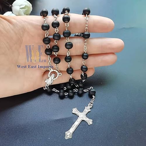 Miniatura 4 de Regalo de rosario conmemorativo a granel (12 piezas) de cuentas blancas, contenedor transparente, bolsa negra, cinta con dije de cruz para recuerdo