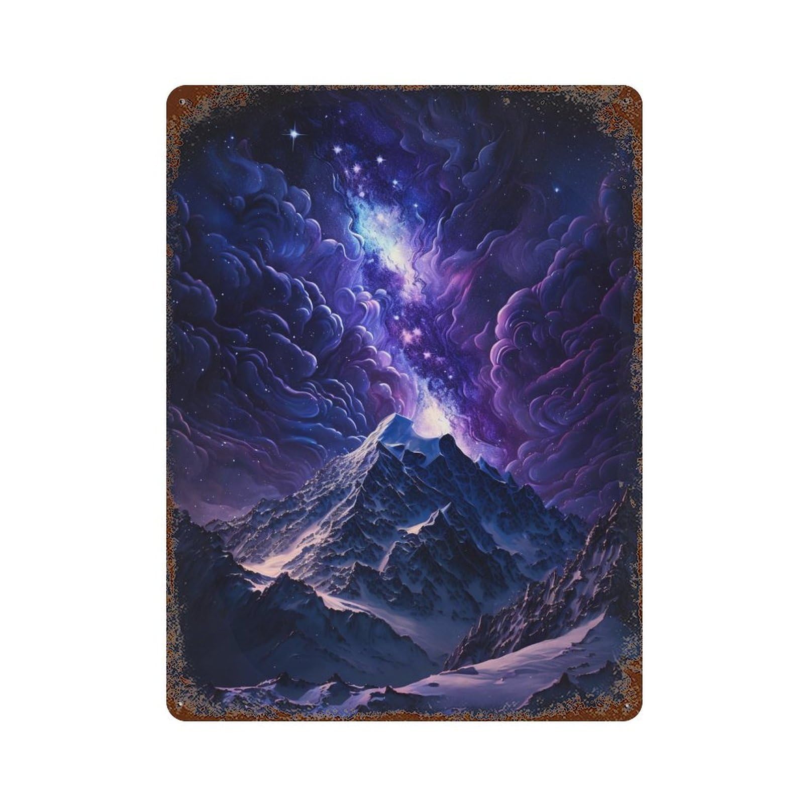 Rust Effect Galactic Mountain Majesty -2 Weathered Tin Sign 15.7"x11.8", Farmhouse Wall Decor for Farmhouse, Kitchen And Entryway Decor