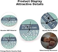 Vista 11 de Quartz Wooden Round Wall Clocks Barn Red Wood Clock Rustic Red Clocks for Farmhouse Decor Silent Wall Clock Modern Wall Hanging Wooden Clock for