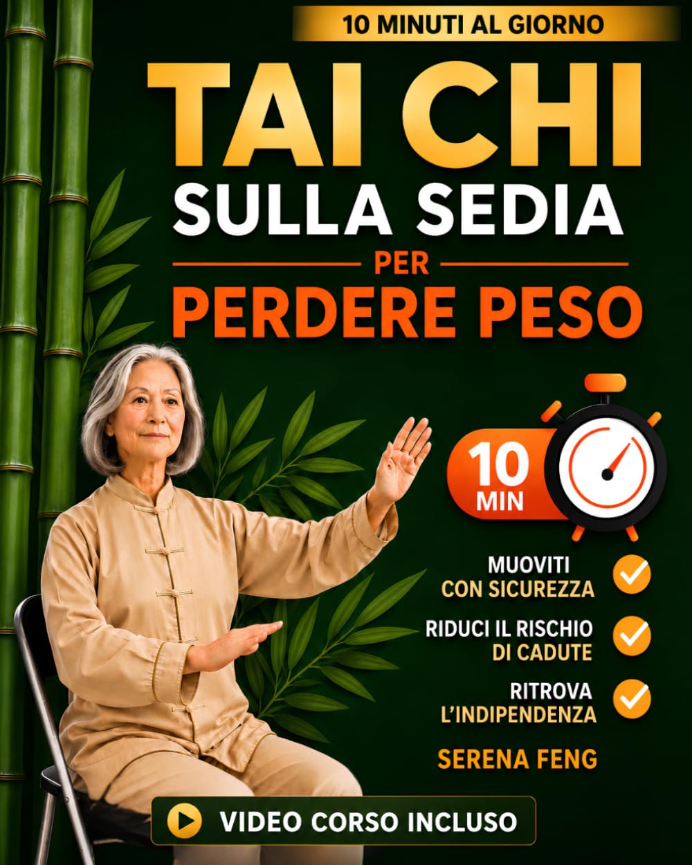 Tai Chi sulla Sedia Per Perdere Peso: Stimola il metabolismo e ritrova equilibrio, mobilità e sicurezza con una routine da 10 minuti al giorno. Con foto passo passo e video tutorial per principianti
