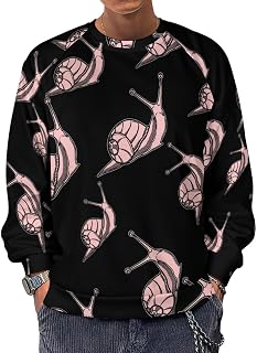 Funny Snail Men's Sweatshirts Basic Crew Neck Long Sleeve Pullover Sweater Tees Tops