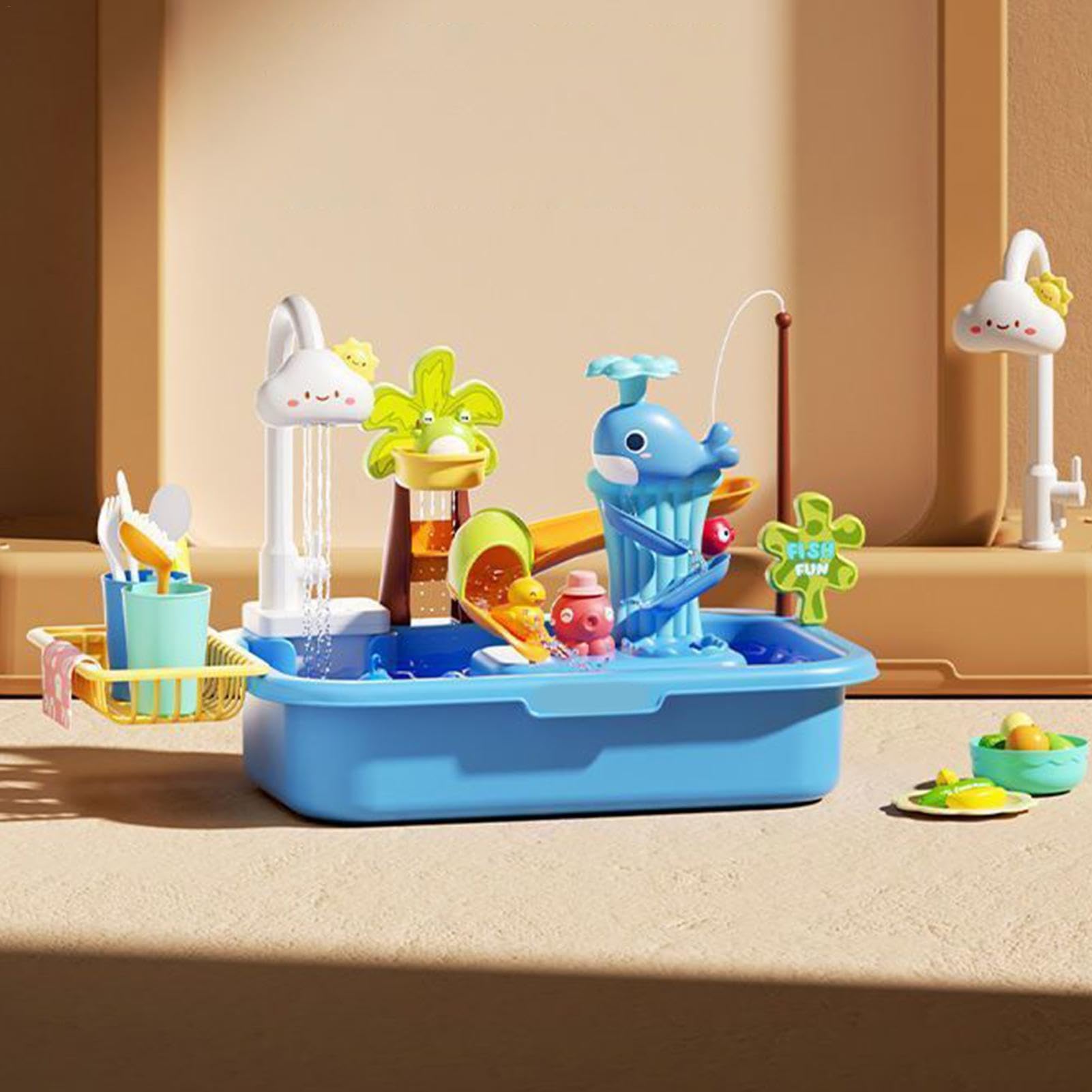 Giocattolo da gioco per lavastoviglie, lavello per con acqua corrente | Giochi d'acqua per - all'aperto 4 in 1 per i più piccoli, tavolo ad acqua per giochi creativi, attività | Giochi d'acqua per - all'aperto 4 in 1 per i più piccoli, tavolo ad acqua per
