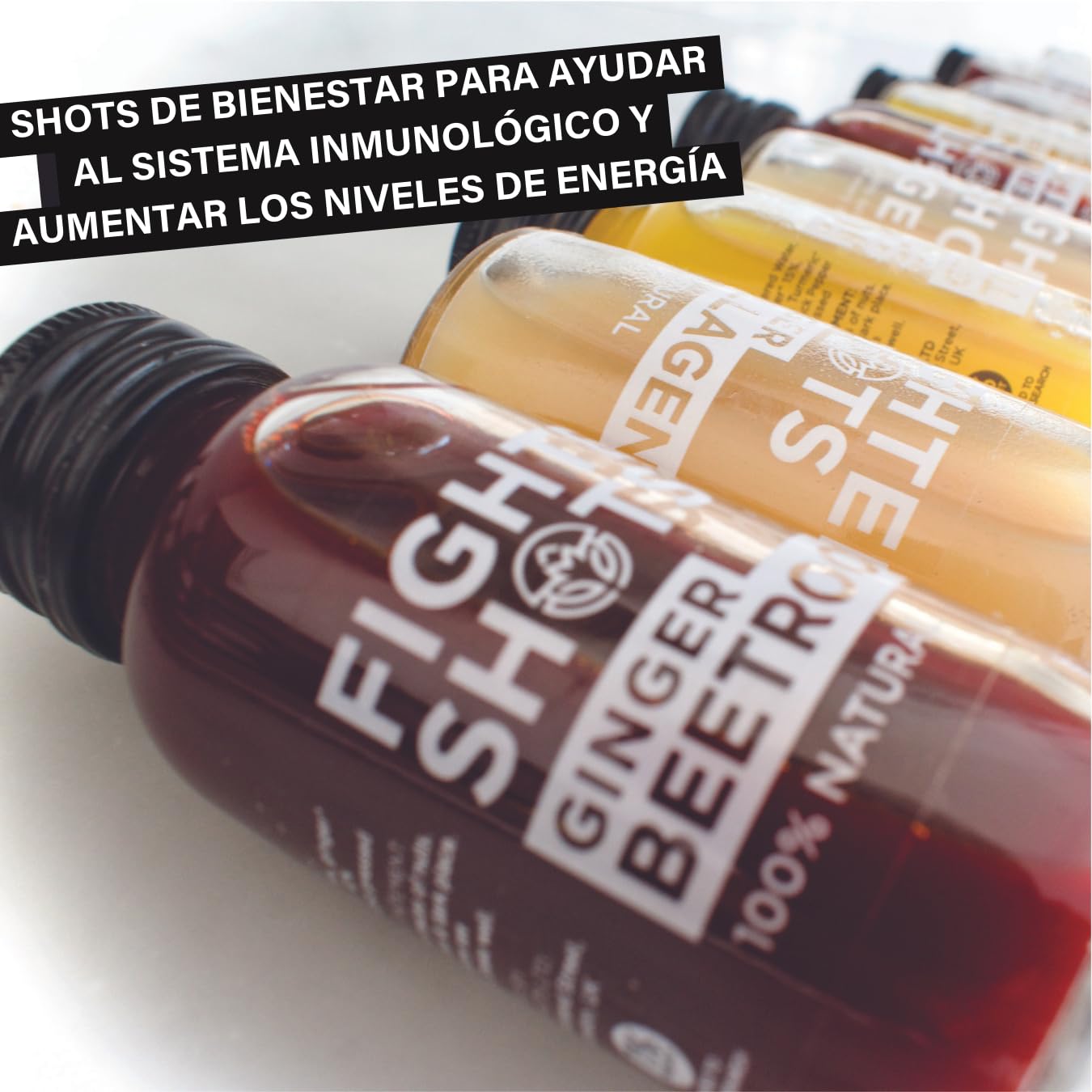 Fighter Shots de Jengibre + Remolacha (12x60ml) | Fortalece el Sistema Inmunológico | 100% Natural | Post entrenamiento | Sin Conservantes | Shots de Remolacha y Jengibre fresco e intenso