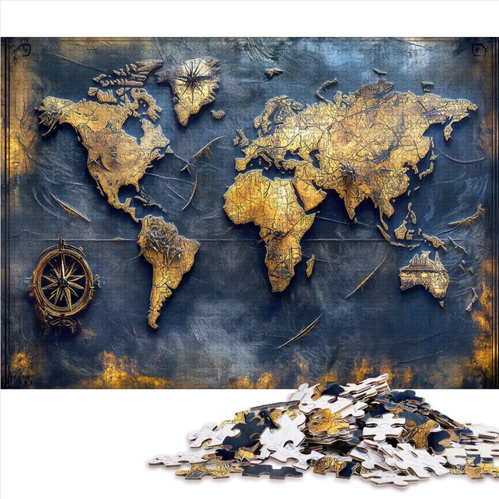 Puzzle Adulte 2000 pièces Carte du Monde Vintage Jouets de Divertissement Familial Chaque pièce est Unique - Jeu Familial Stimulant et Amusant 70x100cm