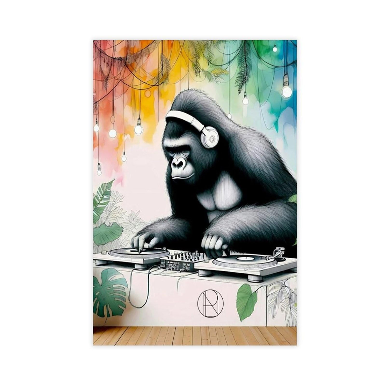 Bareronor Groovin' Gorilla Poster Canvas Poster Bedroom Decor Landscape Office Room Decor Gift 24" L X 36" W