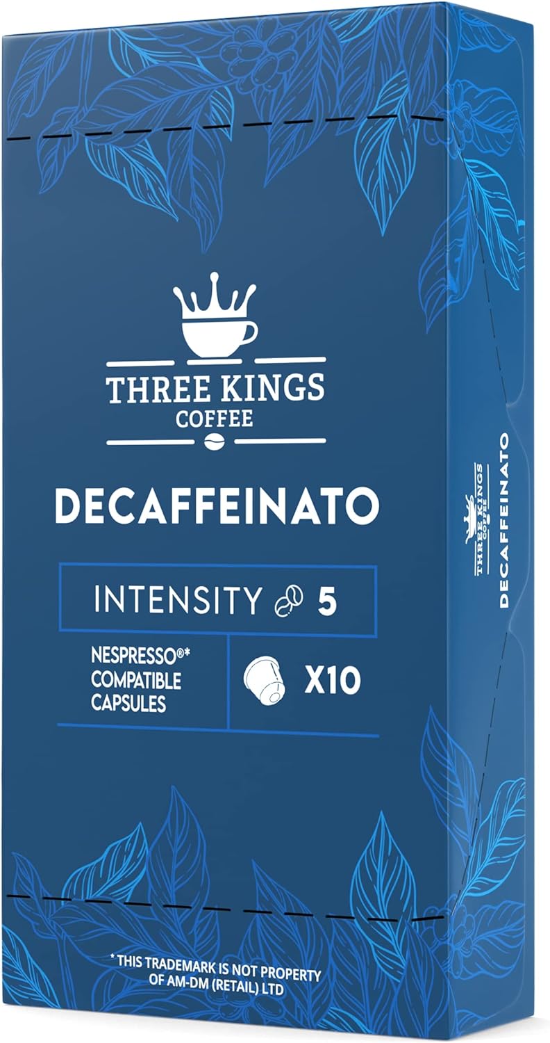 100 Nespresso Compatible Capsules Three Kings Coffee Decaf Coffee