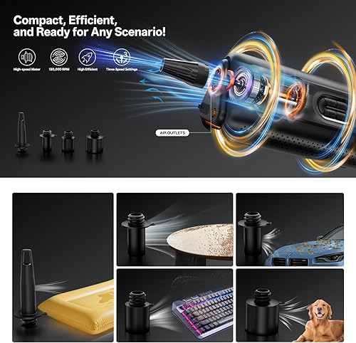 Miniatura 5 de Inflador de neumáticos Compresor de aire portátil con soplador de aire eléctrico y arrancador de automóvil: bomba de bicicleta inalámbrica de 150